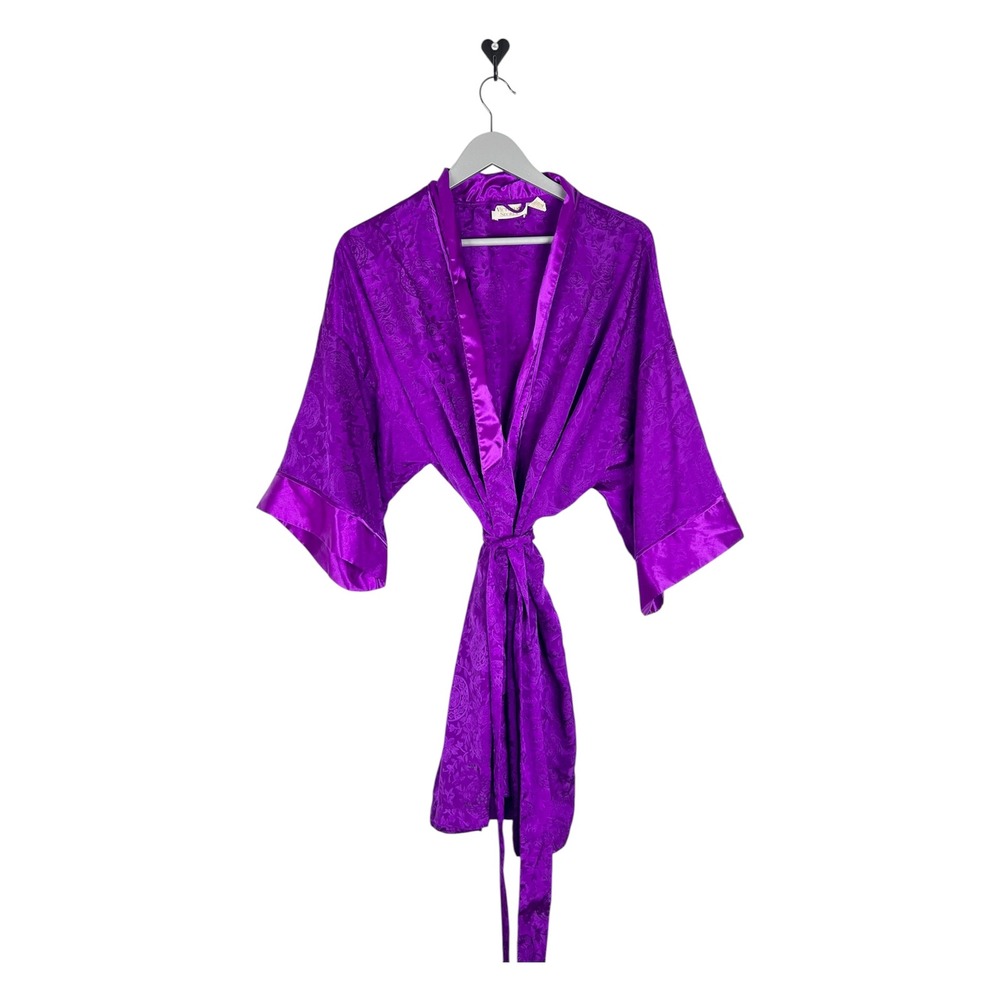 Vintage Victorias Secret Gold Label Purple Jacquard Robe One Size Belt